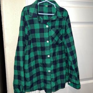 Checkered Flannel Green and Navy Blue